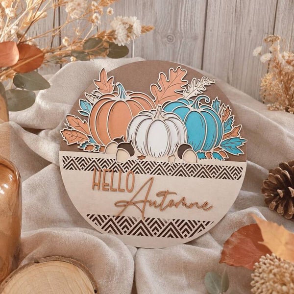 Décoration murale Hello Automne – Citrouilles