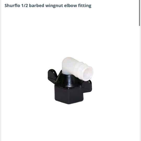 Shurflo 1/2 barbed wingnut elbow fitting