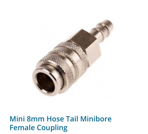 Mini 8mm hose tail minibore Female coupling