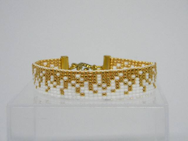 Miyuki kralenarmband wit en goud