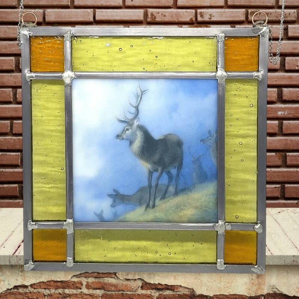 Glas-in-Lood-Paneel-Hert-Vierkant-Ophangketting-16x16