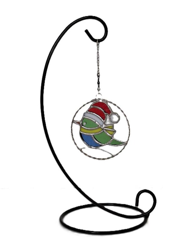 Tiffany Glazen Kerstbal Vogeltje Handgemaakte Kerstversiering-Groen/Blauw
