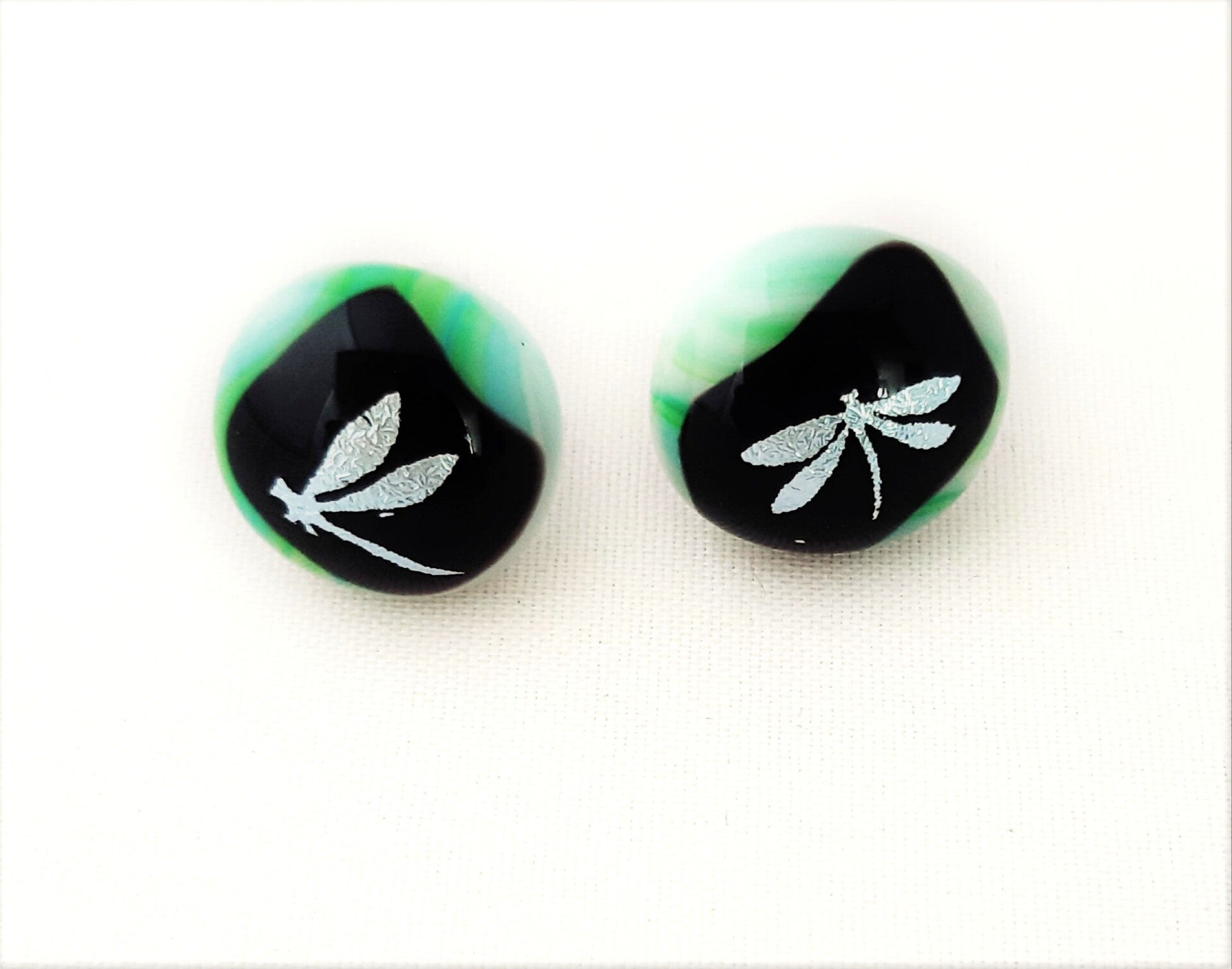 Glazen Libelle Oorknopjes-Handgemaakt-Unieke sieraden-Gefused