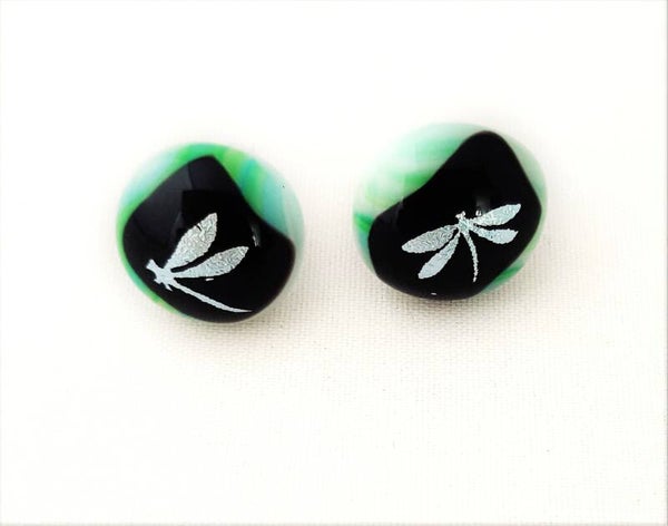 Glazen Libelle Oorknopjes-Handgemaakt-Unieke sieraden-Gefused