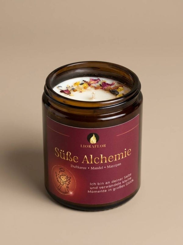 Duftkerze „Süße Alchemie“ im Braunglas – Mandel & Marzipan