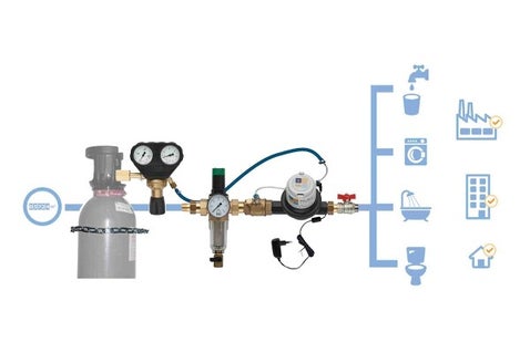 Installatie zonder afvoer met SoluCalc CO₂-systeem