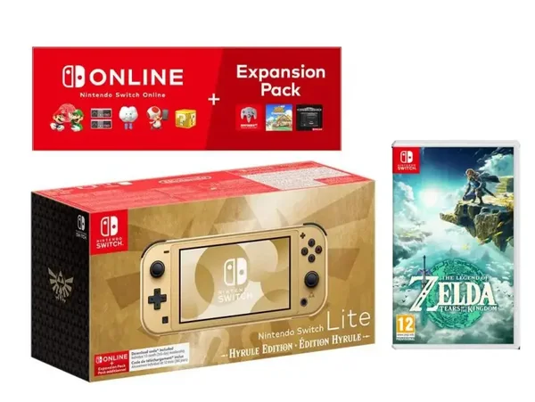 Nintendo Switch Lite Hyrule Edition + NS Online 365dni + Pack d'extension + The Legend of Zelda Tears of the Kingdom