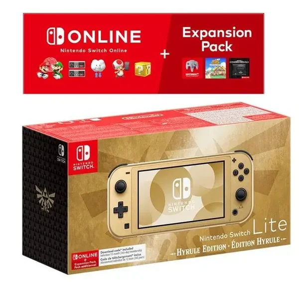 Nintendo Switch Lite Hyrule Edition + NS Online 365 jours + Pack d'extension