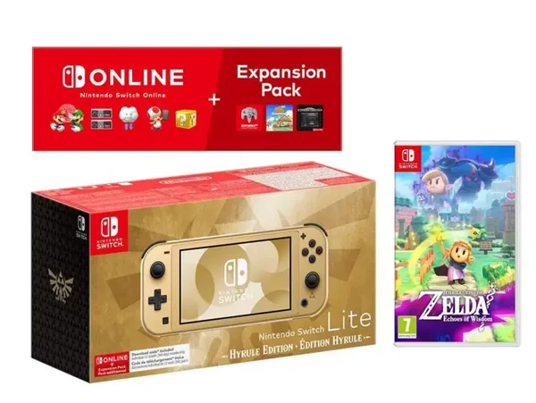 Nintendo Switch Lite Hyrule Edition + NS Online 365dni + Pack d'extension + The Legend of Zelda Echoes of Wisdom
