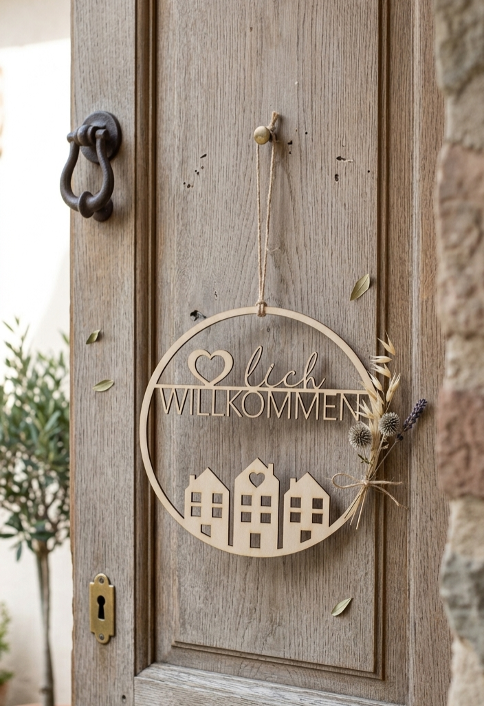 Holz-Türkranz "Willkommen & Geborgenheit"