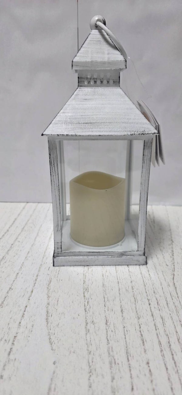 LED Laternen mit Timer 24,5cm - Schwarz/Weiß/Kupfer