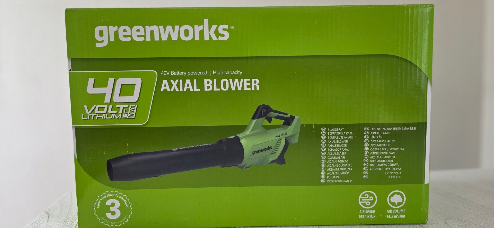 Greenworks 40V Akku Laubbläser 193km/h mit Akku & Ladegerät