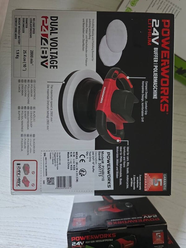 Powerworks Akku-Poliermaschine PD24BU10 ohne Akku und Ladegerät neu ovp