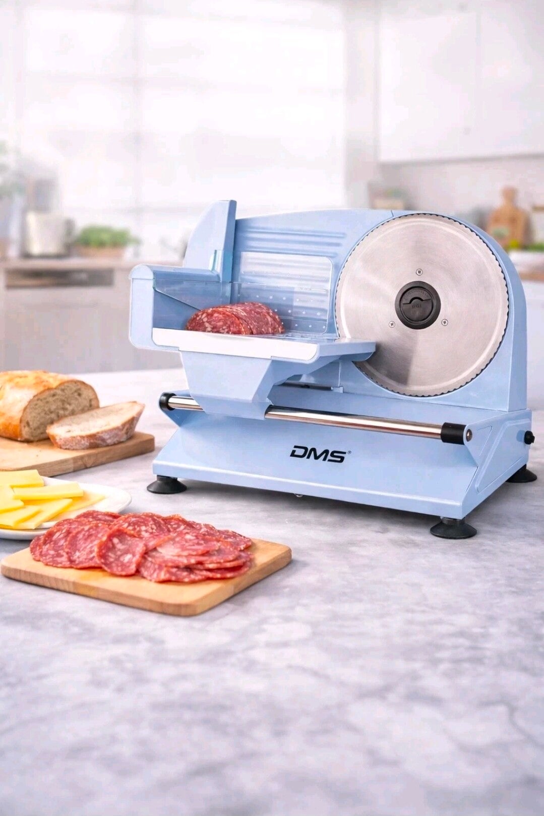 DMS Allesschneider, Brotschneidemaschine - Blau - 400 Watt - Edelstahlklinge