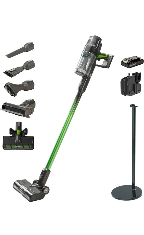 Greenworks 24V Akku Stabstaubsauger 500W mit Ständer