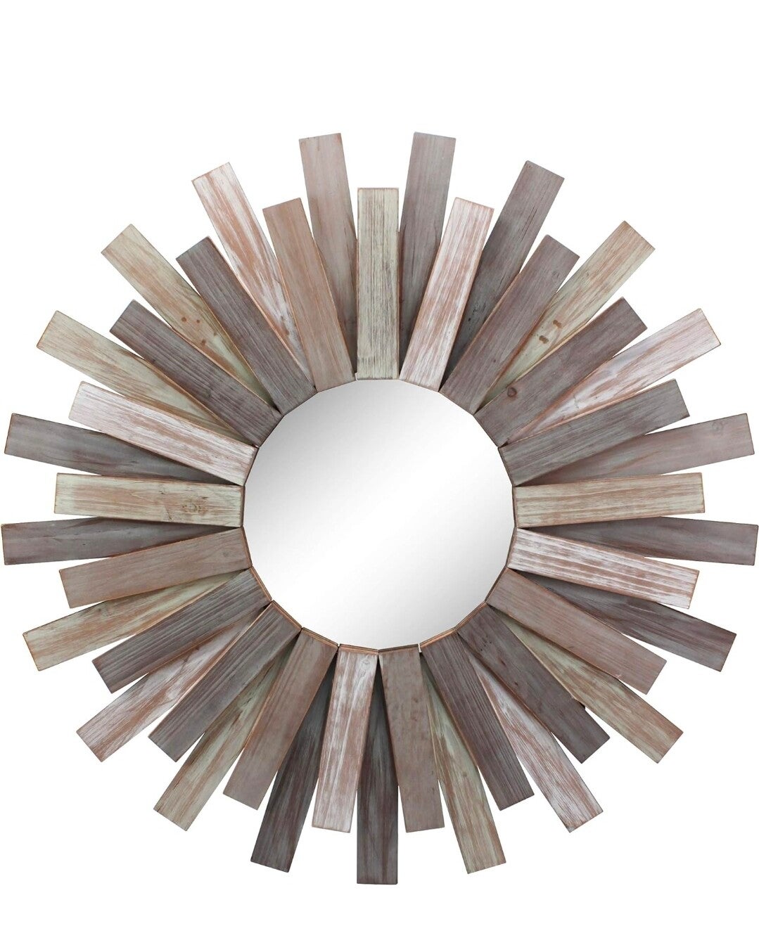 Wandspiegel Holz Sunburst Design rustikal