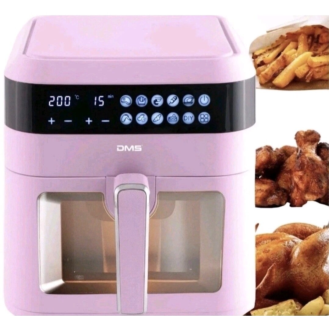 DMS 7 Liter Heißluftfritteuse Fritteuse 10 Programme Display & Timer rosa 1600W