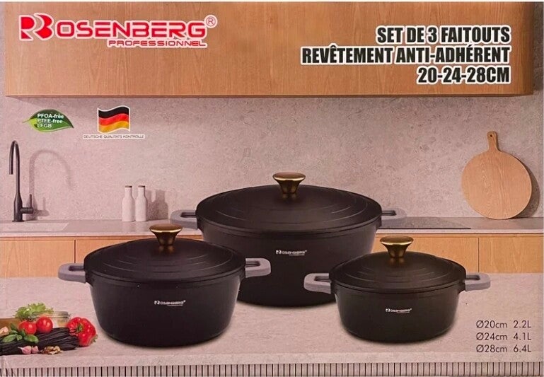 Rosenberg Professionell Topfset 3-teilig Antihaft