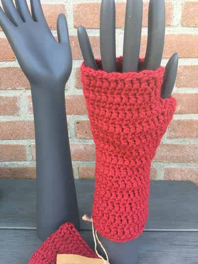 Polswarmers / Mittens - Donkerrood / Dark Red