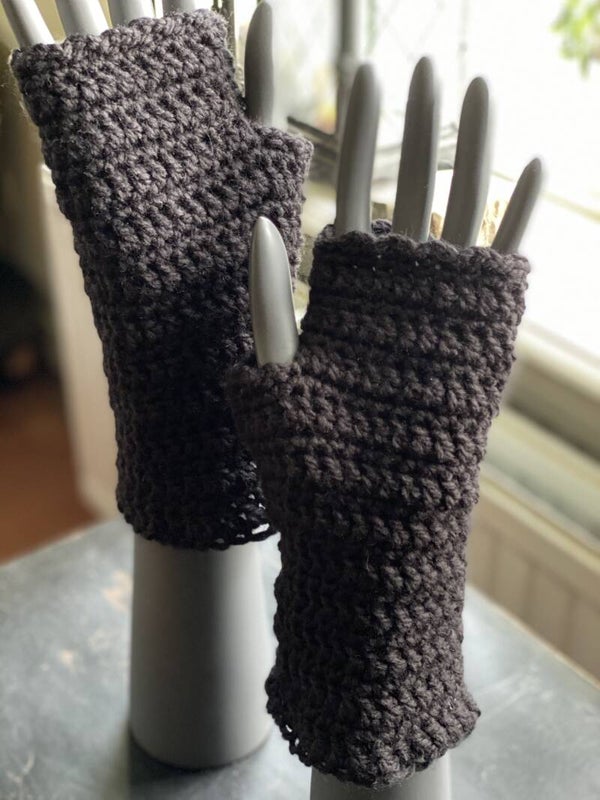 Polswarmers / Mittens - Zwart, breed / Black, wide