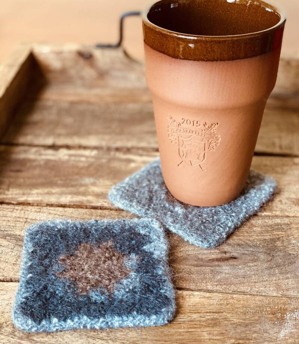 SoftCoasters, 2 stuks, Grijs met Bruin