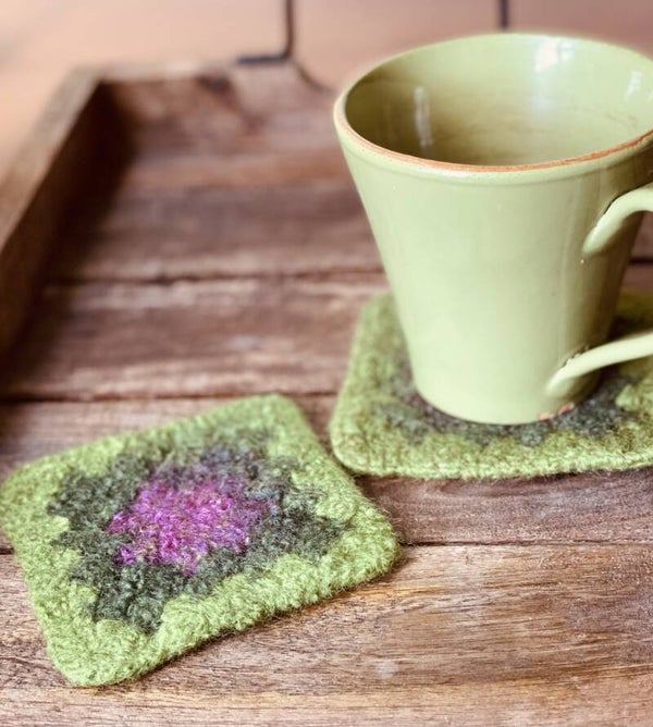 SoftCoasters, 2 stuks, Groen met Roze