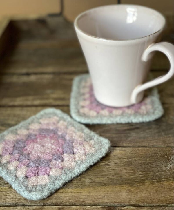 SoftCoasters, 2 stuks, Grijs & Greige met Roze