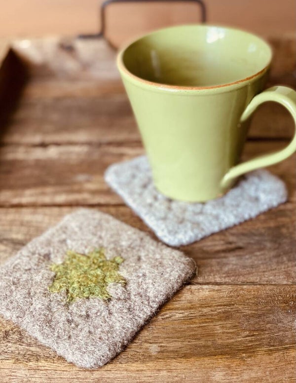 SoftCoasters, 2 stuks, Grijs & Greige met Olijf