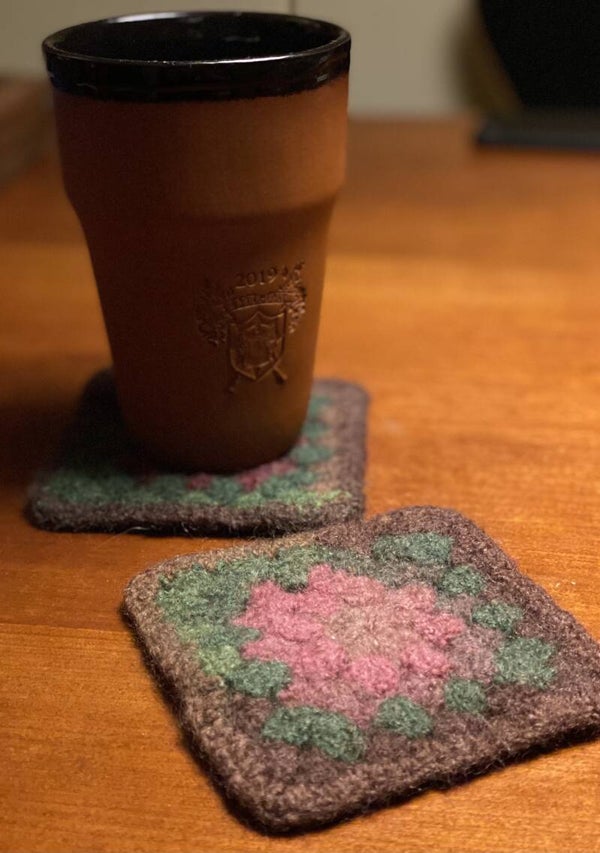 SoftCoasters, 2 stuks, Bruin / Groen / Roze