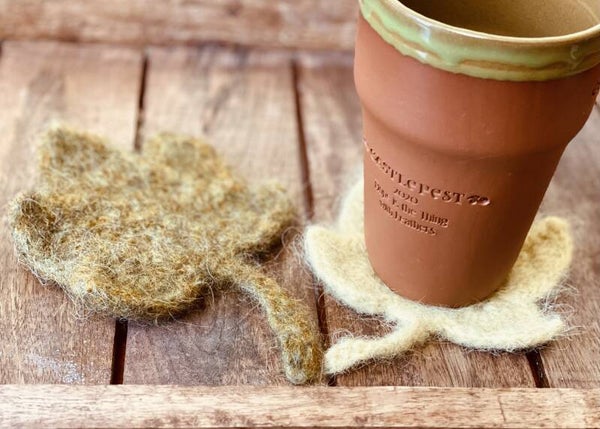 SoftCoasters AhornBlad, 2 stuks, Olijf & Lichtgeel