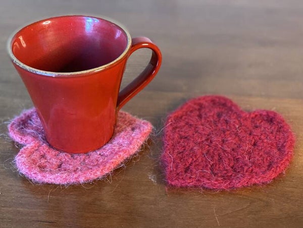 SoftCoasters, 2 stuks, Hart, Rood/Zachtrood