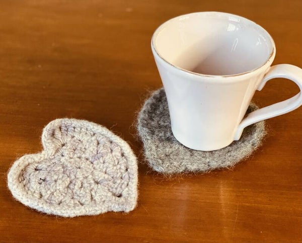 SoftCoasters, 2 stuks, Hart, Grijs & Lichtgrijs/Lila