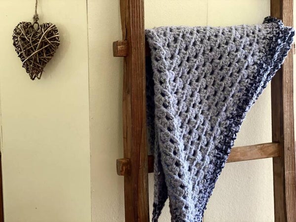 Big Hug - light lavender/blue w edging in grey/black