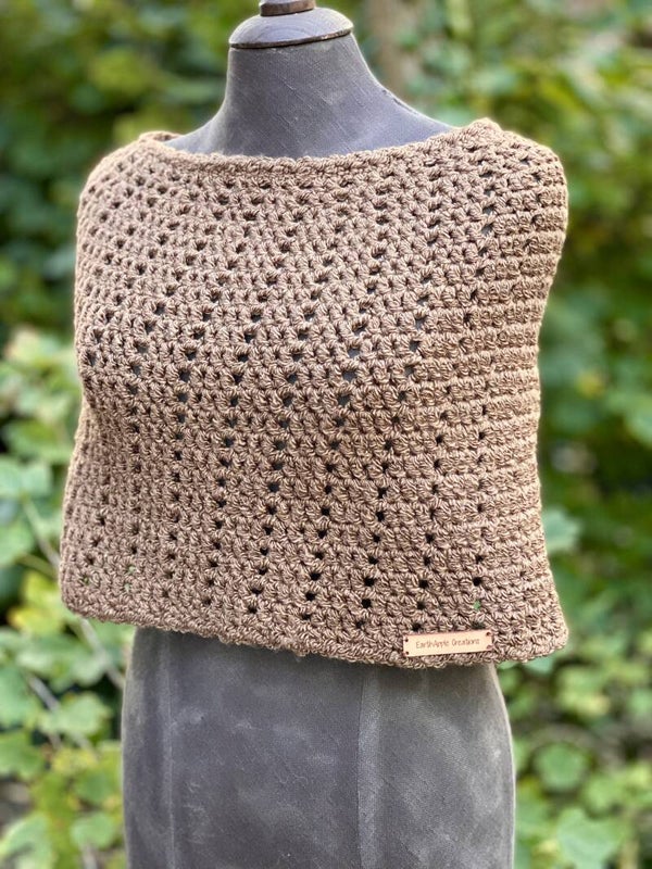 Korte Poncho - Bruin, licht glanzend