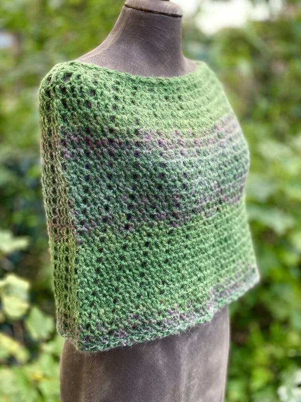 Korte Poncho - Groen m kleureffecten