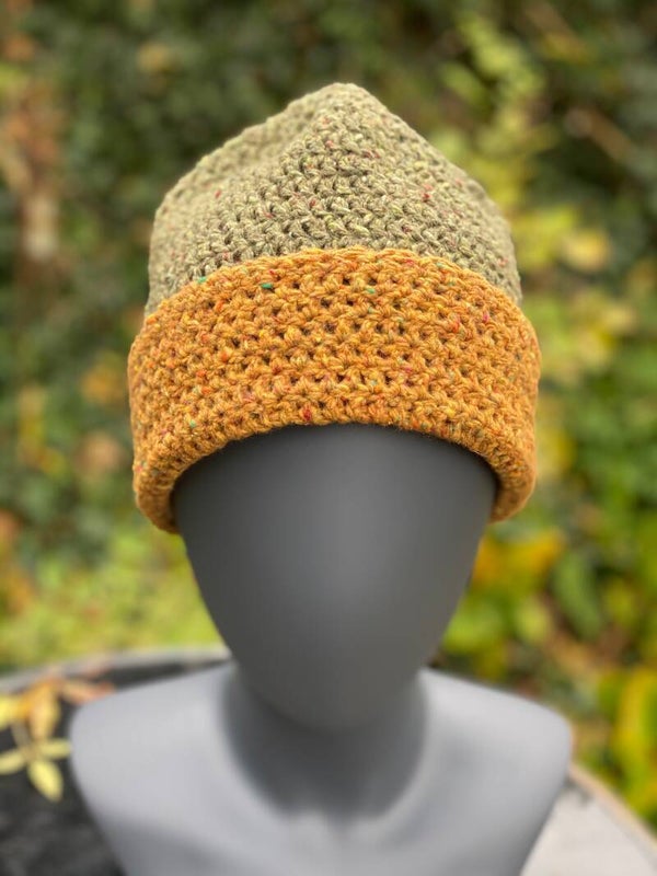 Two-Tone Beanie - Oker & Olijf