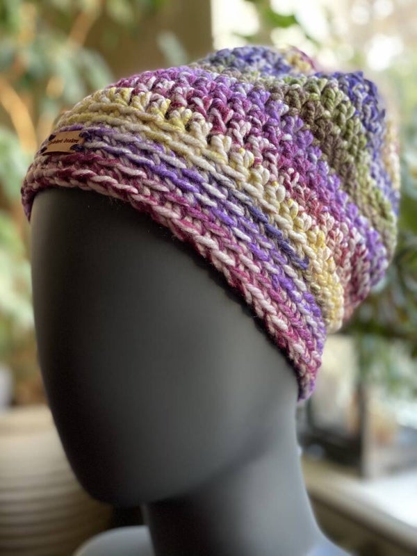 ChunkyBeanie - Pink / purple / yellow, no-wool