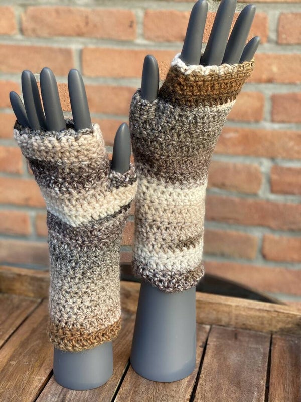 Polswarmers, Vingerloze Handschoenen - Natuur-kleuren