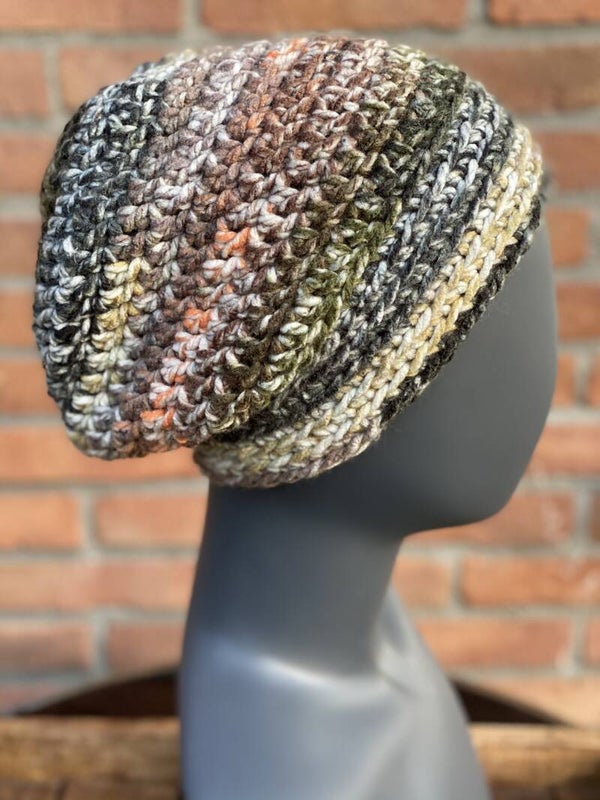 Chunky Beanie - Groen / Natuur, nul-wol