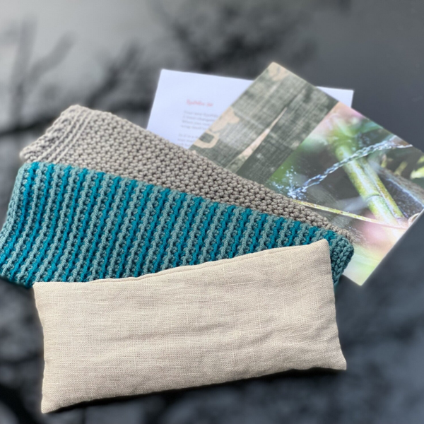 EyePillow set - Teal-stripes -Zand / Teal-stripes -Sand