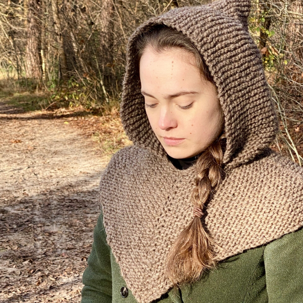 Caped Hood - Bruin, wol / Brown, wool