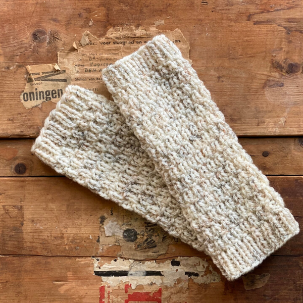 ArmWarmers - Natuur met grijs / Woolwhite with grey