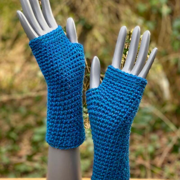 Mittens - Petrol / Petrol. Wol / Wool