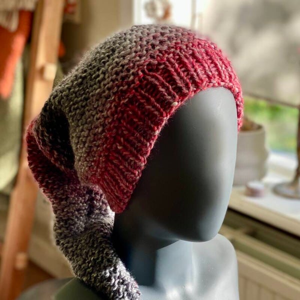 Long Beanie - Rood-Grijs / Red-Grey