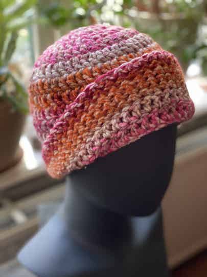 ChunkyBeanie - Roze / Oranje, nul-wol