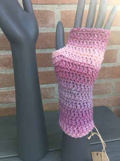 Polswarmers / Mittens - Roze-Lila, wol / Pink-Lilac, wool