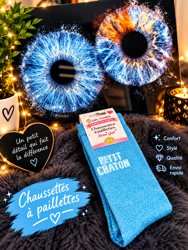 Chaussettes a paillettes p'tit chaton