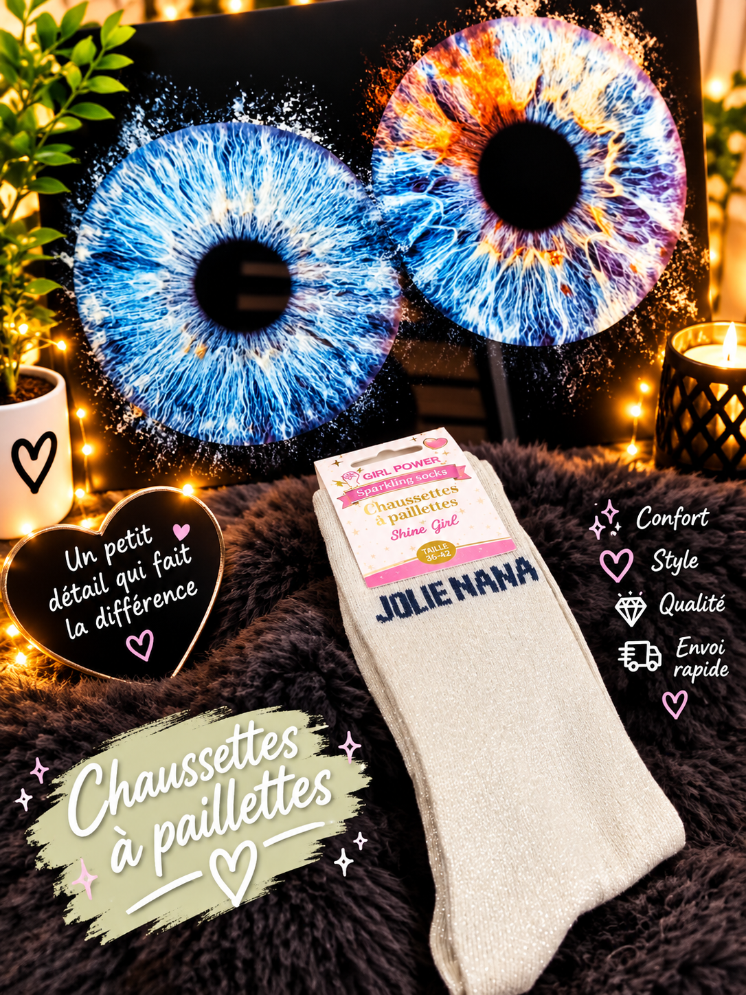 Chaussettes a paillettes jolie nana