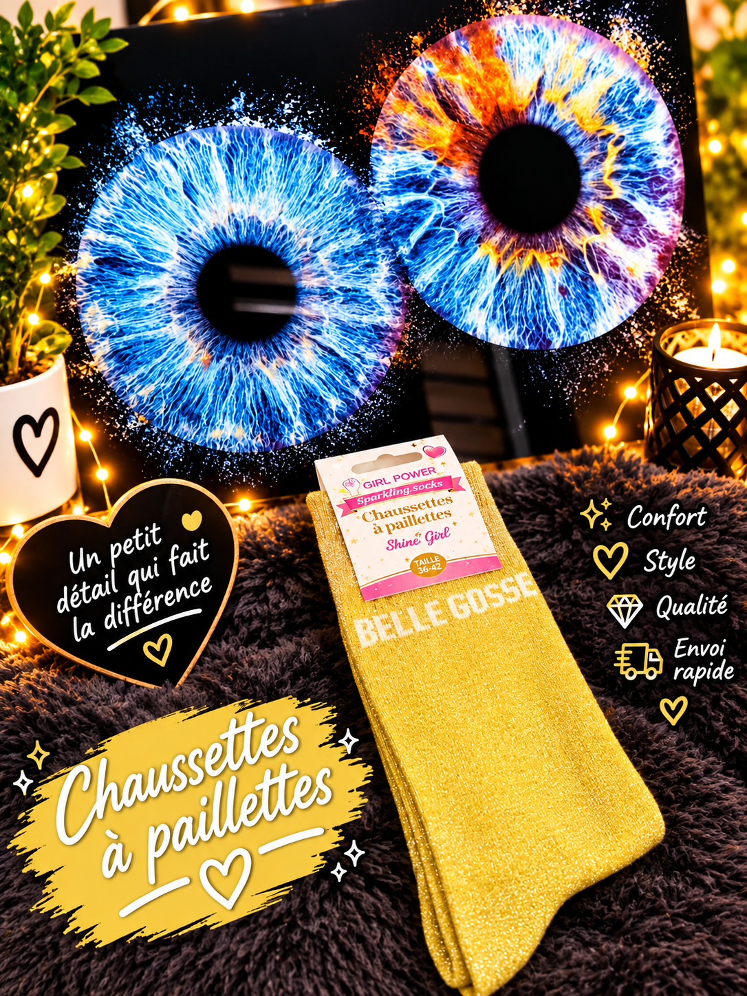 Chaussettes a paillettes belle gosse