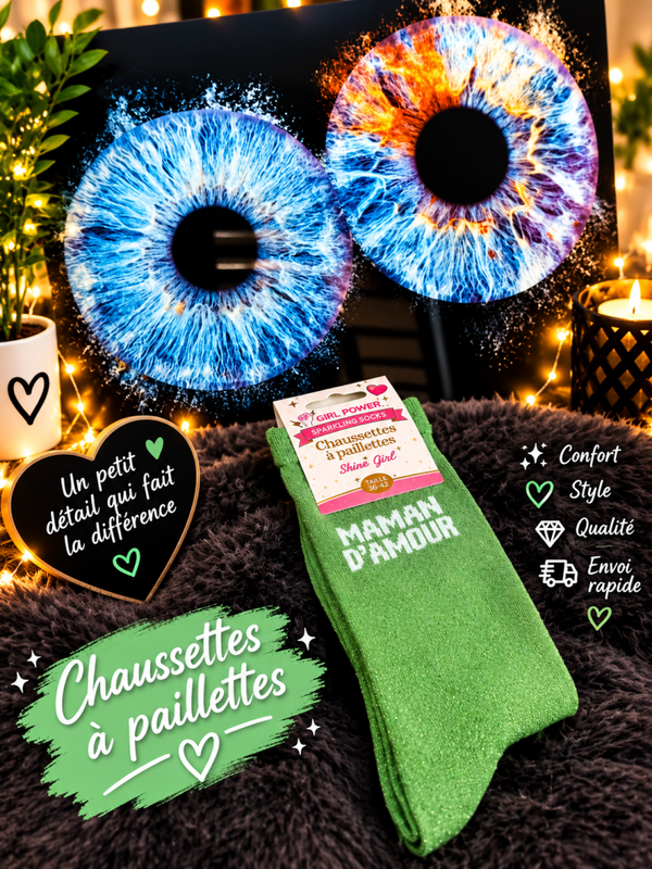 Chaussettes a paillettes maman d'amour